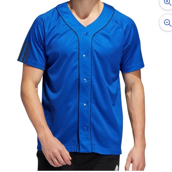 5/$7 💰 Adidas Athletic Baseball Jersey Mesh Button Shirt Royal Blue - Picture 14 of 16